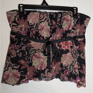 Paisley Floral Tube Top with Bow Short Women's size M summer vacation